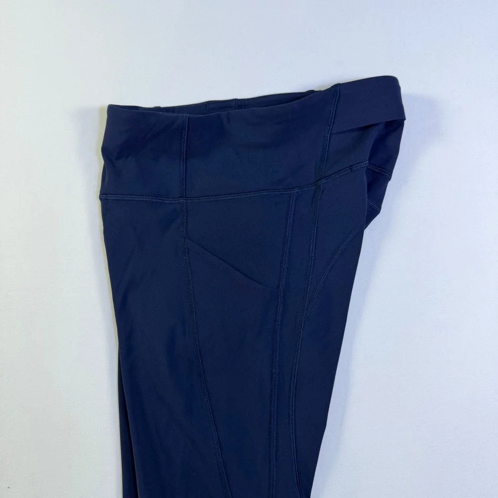 Lululemon Speed Up High Rise Crop 21 Navy Blue Running Leggings Pockets Size 2‎